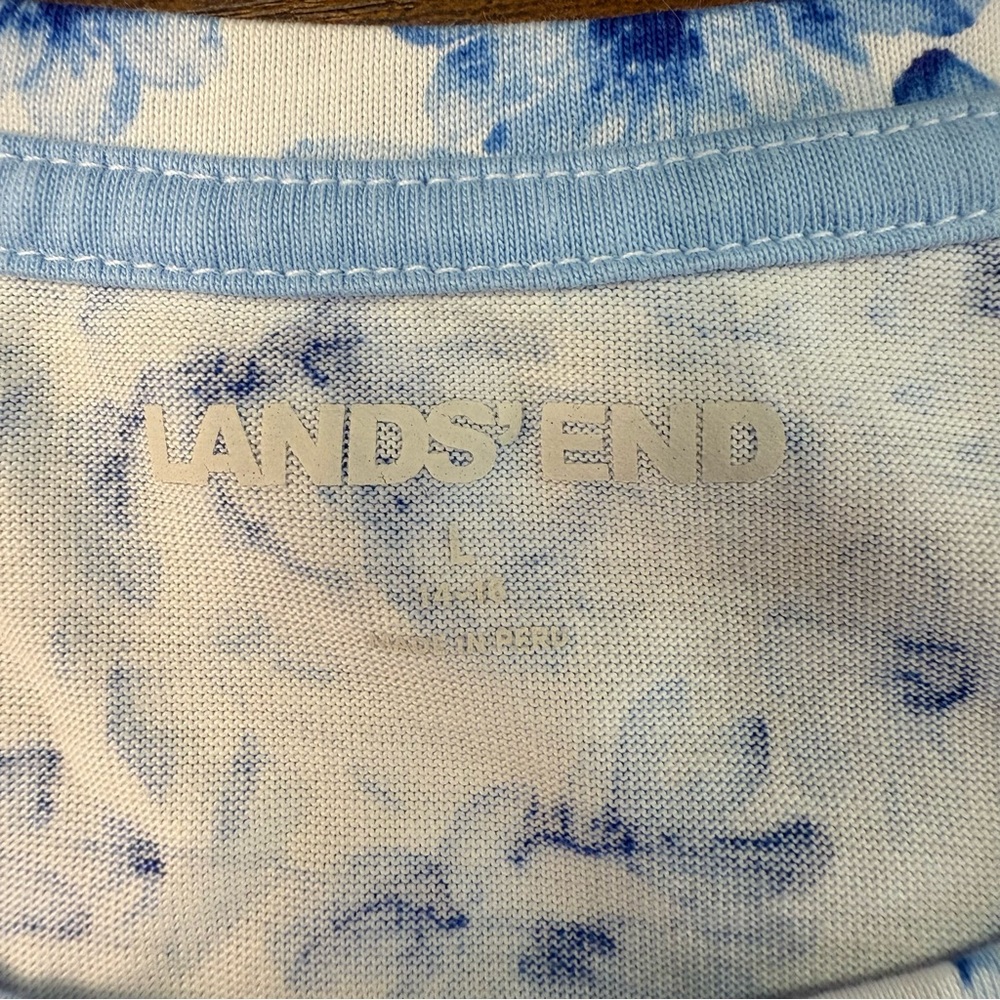 Lands' End Blue Floral Tees - 2 Shirts - Picture 4 of 9